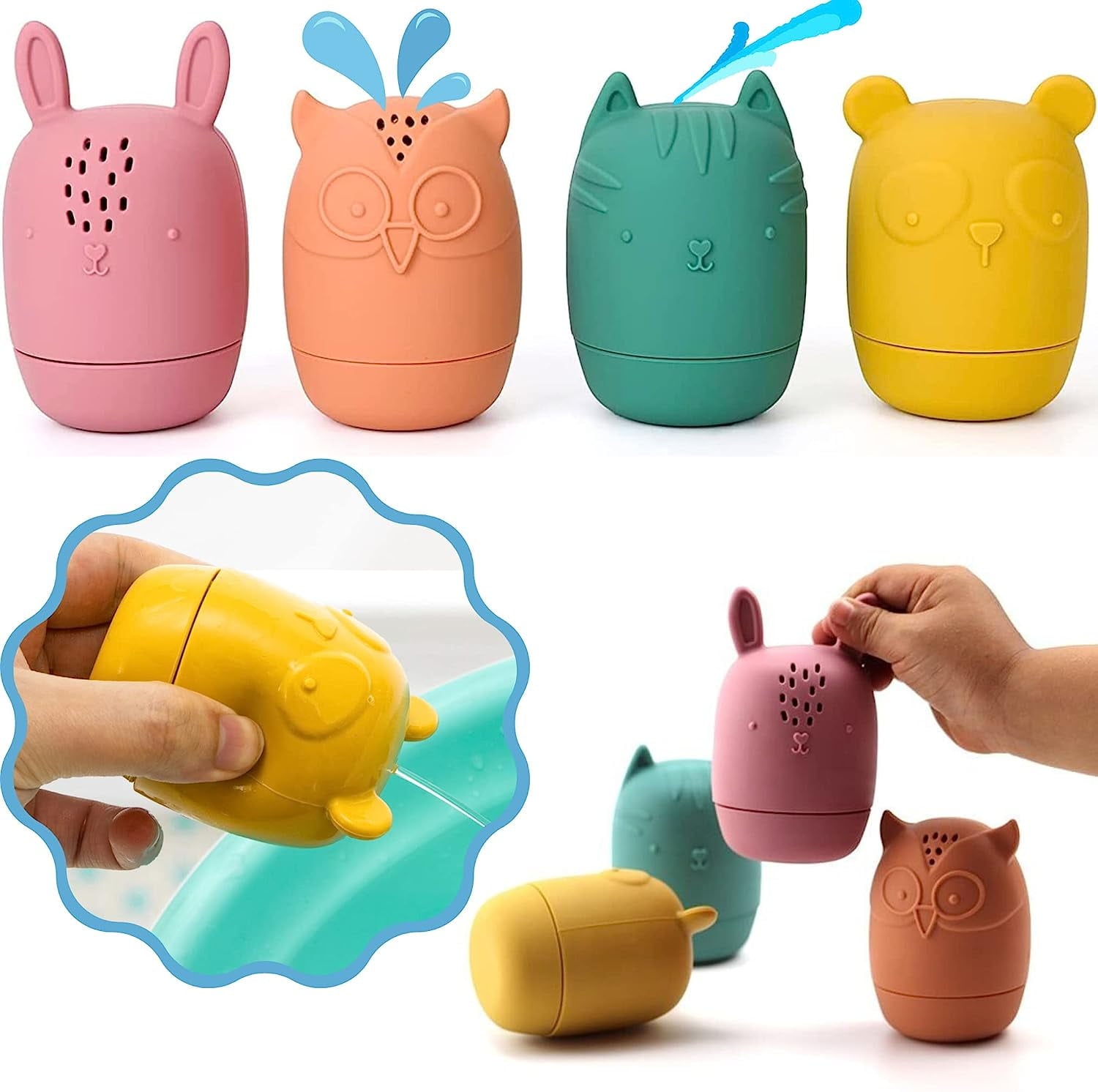 Mold Free Silicone Bath Toys, Baby Bath Toys 6-12 Months, Toddlers 1-3, Non Toxic Infant Bathtub Toy, Water Toys, Pool Toy, Dishwasher Safe