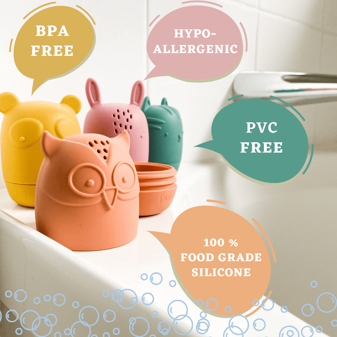 Mold Free Silicone Bath Toys, Baby Bath Toys 6-12 Months, Toddlers 1-3, Non Toxic Infant Bathtub Toy, Water Toys, Pool Toy, Dishwasher Safe